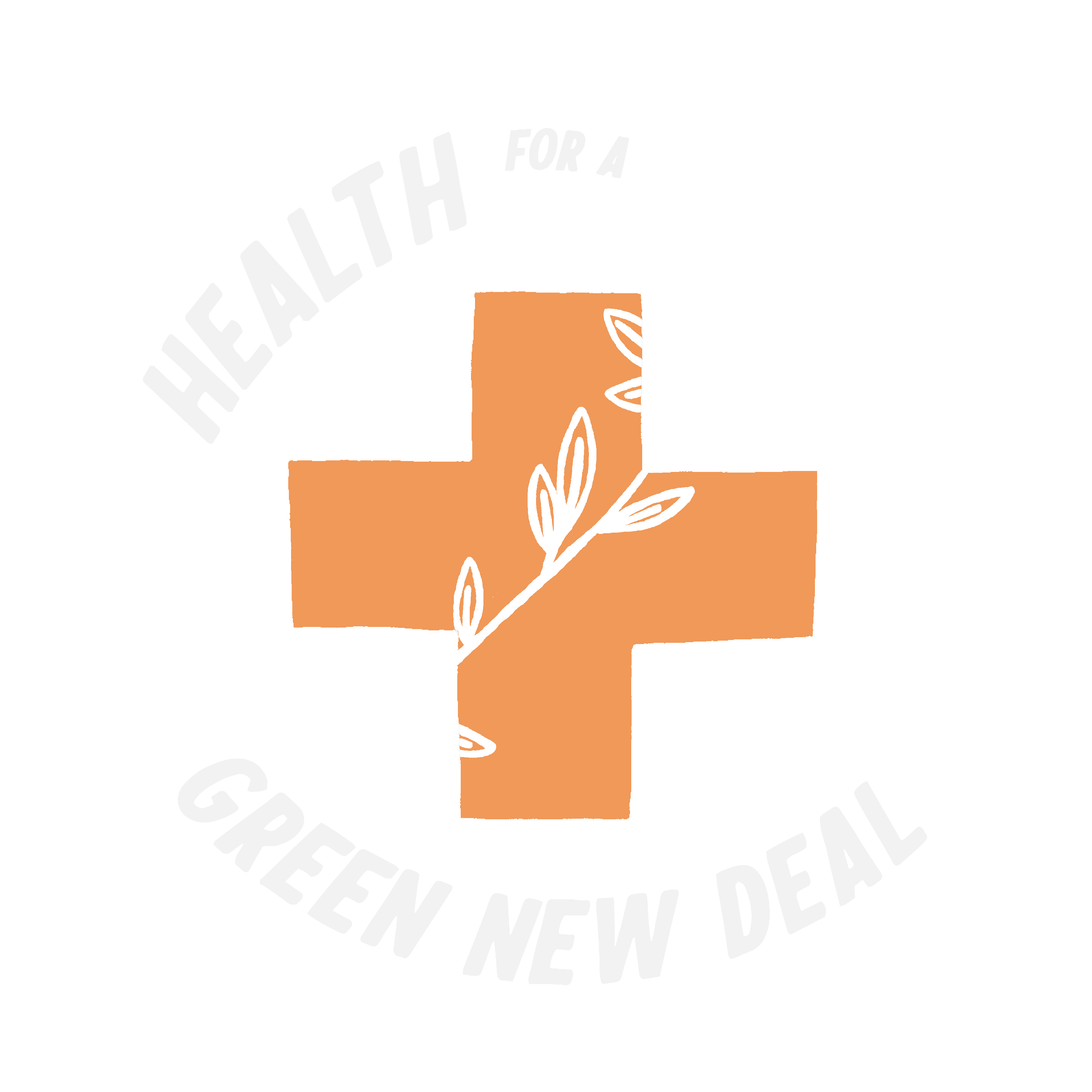 Health for a Green New Deal campaign logo - an orange flower over a medical cross