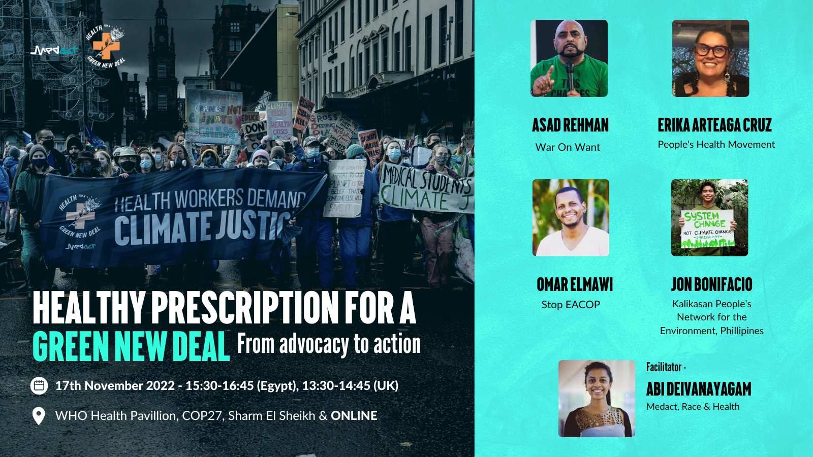 Healthy Prescription for a Green New Deal: From Advocacy to Action (Live @ COP27)