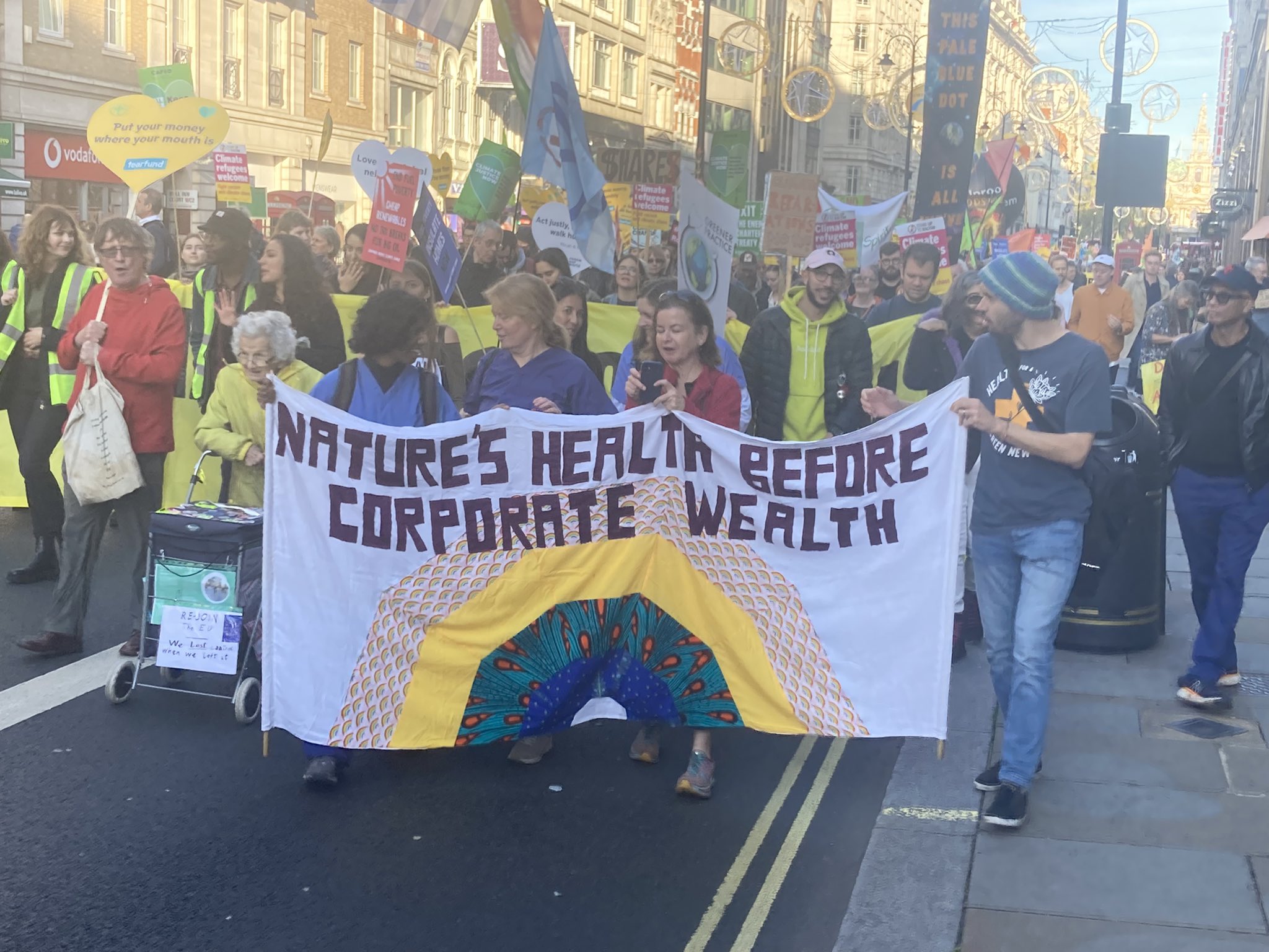 Health workers march on the Global Day of Action for Climate Justice in London and Newcastle, November