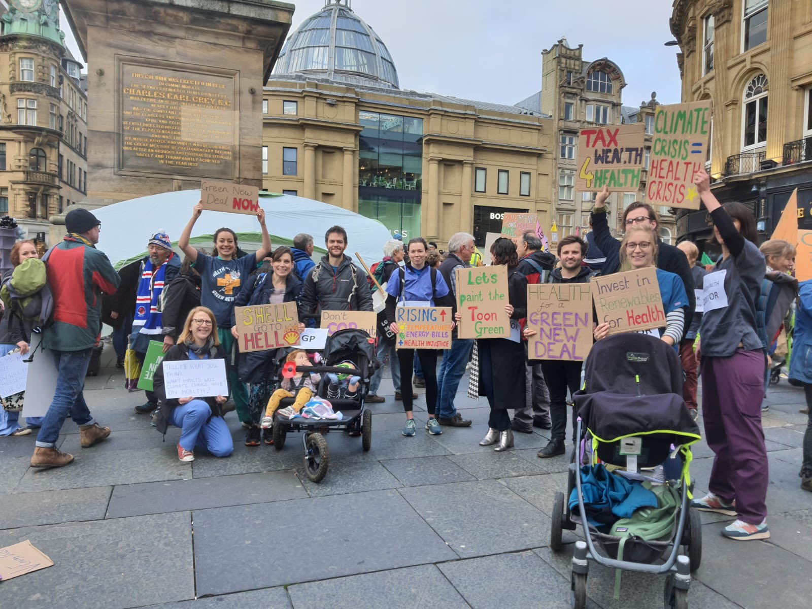 Health workers march on the Global Day of Action for Climate Justice in London and Newcastle, November