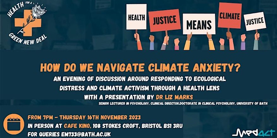 Medact Bristol Welcoming Evening + Talk on navigating climate anxiety