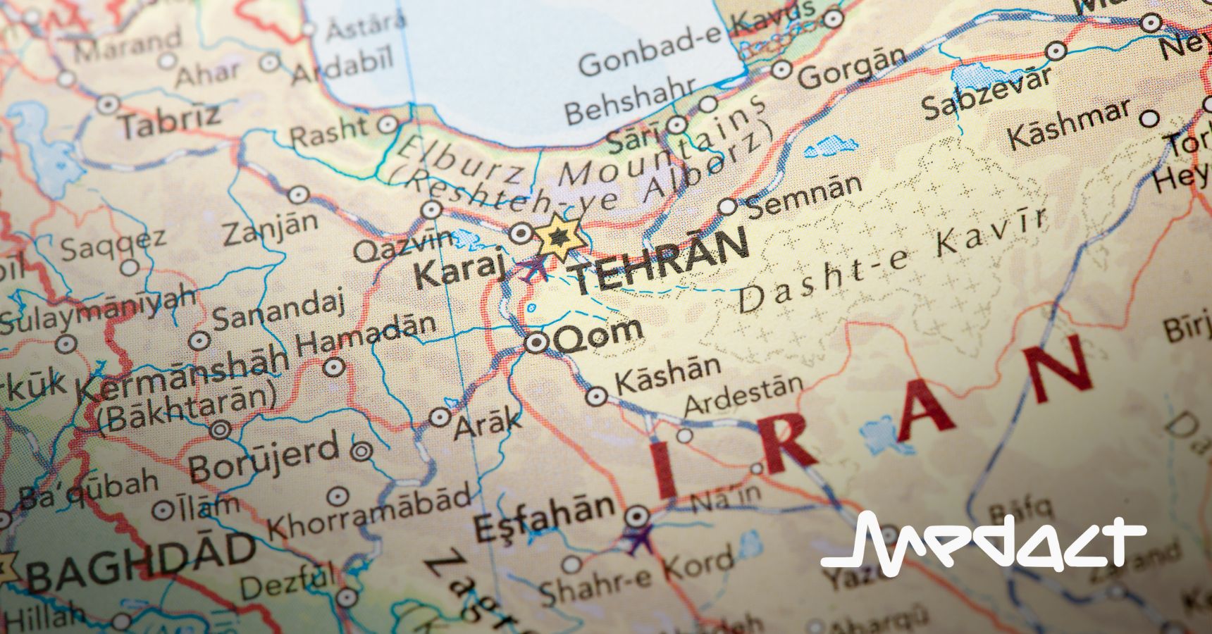 Map of Iran zoomed in on Tehran